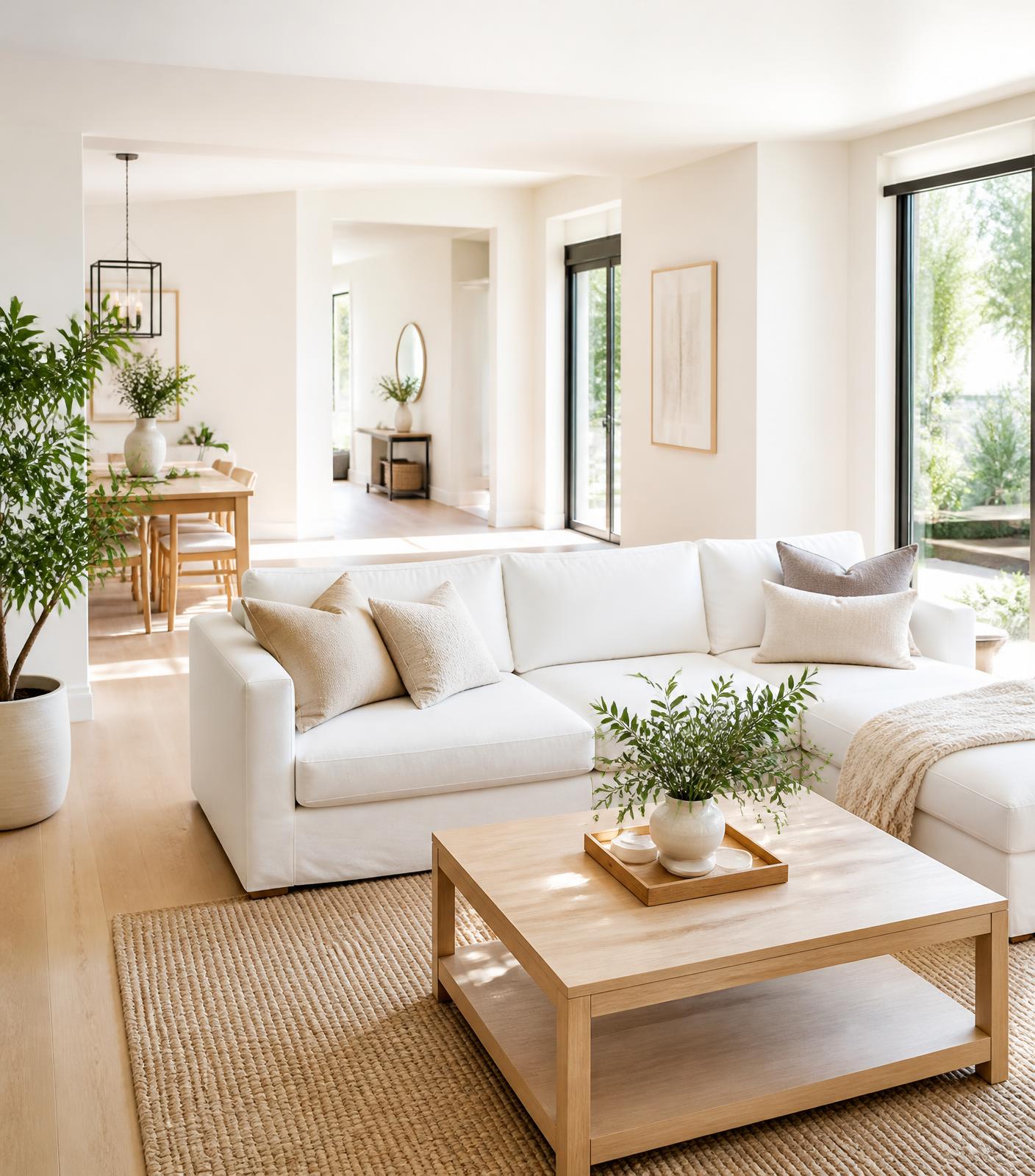 Bright, freshly cleaned living room with natural light in an Oklahoma City home